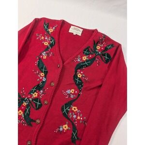 Susan Bristol Women's‎ Size Small Embroidered Floral Button Cardigan Sweater